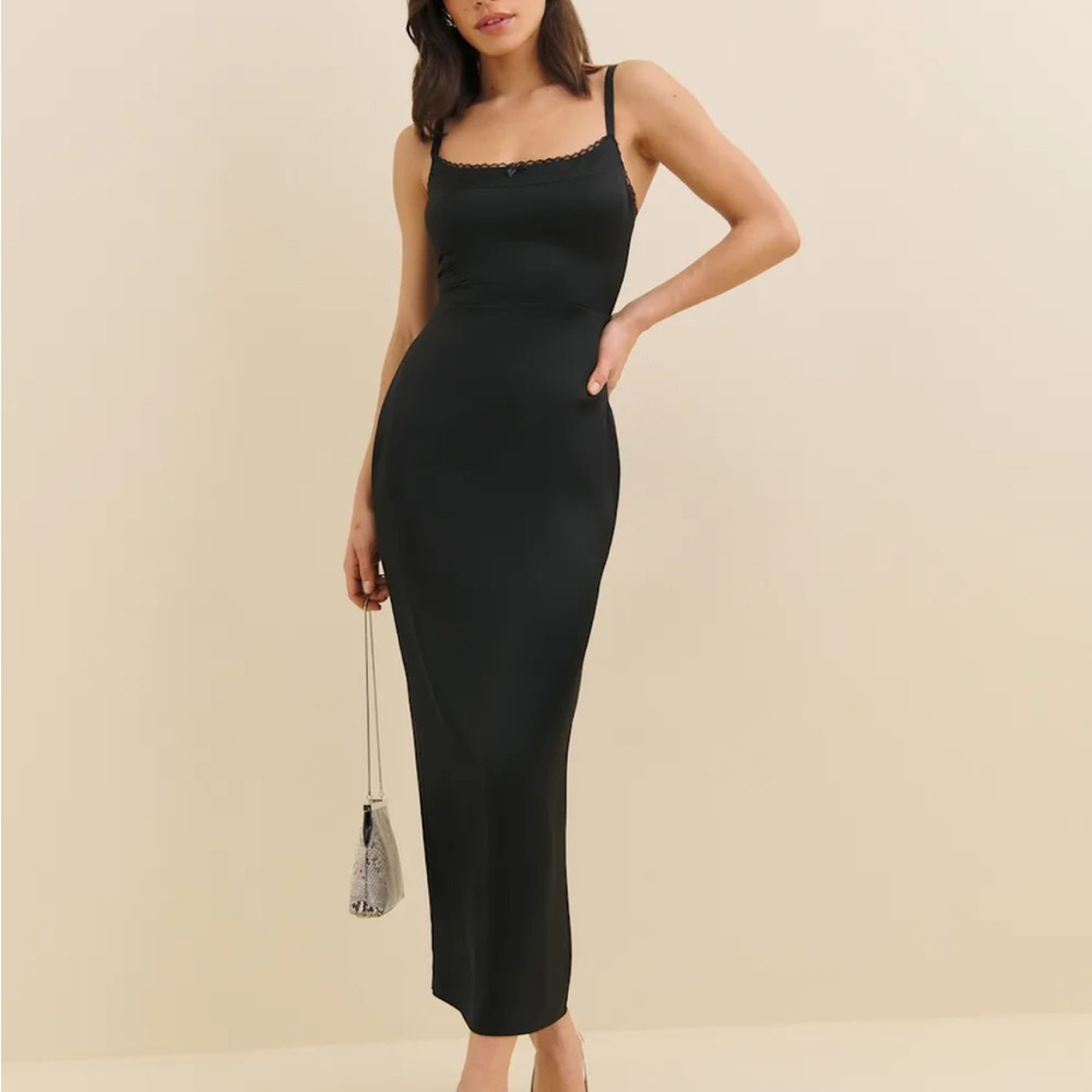 Reformation New Lucy Satin Dress Black - Size 6